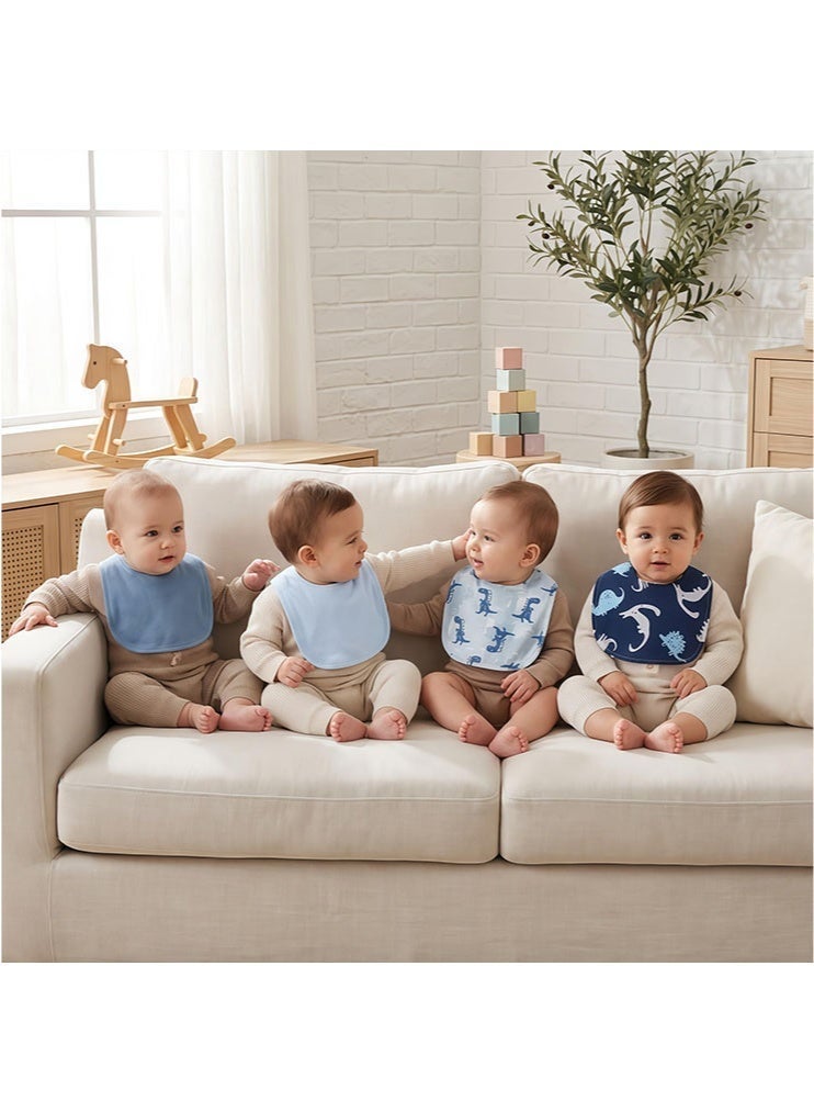 الوجبة مجموعة مرايل أطفال من 4 قطع، مصنوعة من القطن 100%، قابلة للتعديل، ماصة، مناسبة للأولاد والبنات، مرايل للجنسين، للأطفال الرضع والأطفال الصغار للتغذية والتسنين، مقاومة للبقع وجيدة التهوية - Image 4